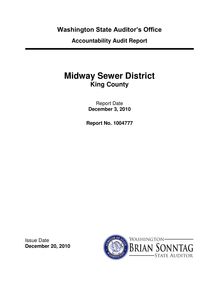 Accountability Audit Report Midway Sewer District King County