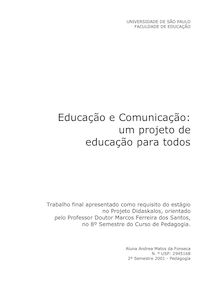 Educação e Comunicação: um projeto de educação para todos