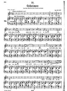 Partition complète, transposition pour low voix, Geheimes, D.719 (Op.14 No.2)