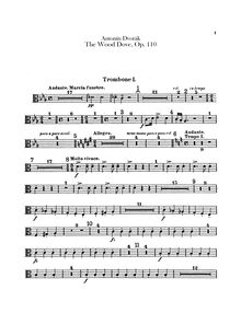 Partition Trombone 1, 2, 3, Tuba, pour Wild Dove, Holoubek (The Wood Dove)Die Waldtaube. Symphonisches Gedicht nach der gleichnamigen Ballade von K. Jaromir Erben für großes Orchester.