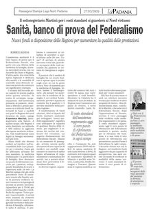 Sanità banco di prova del Federalismo Int. Francesca - Lega Nord