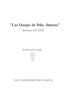 Partition complète, Las Quejas de Doña Jimena, Sexteto de Cuerda sobre un Romance Sefardí