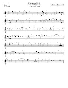 Partition ténor viole de gambe 1, octave aigu clef, Secondo Libro de Madrigali par Alfonso Fontanelli