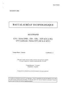Bac lv1 allemand 2004 sms