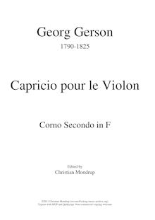 Partition cor 2 en F, Capriccio pour violon et orchestre, Capricio pour le Violon