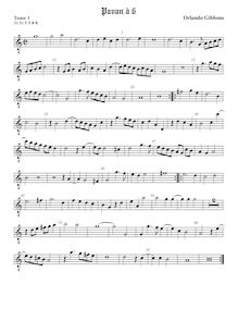 Partition ténor viole de gambe 1, octave aigu clef, Pavan et Galliard pour 6 violes de gambe par Orlando Gibbons