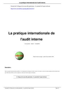 La pratique internationale de l audit interne