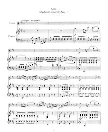 Partition de piano, Student Concerto No.1 pour violon et Piano, Op.7