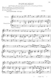 Partition complète, Passagallo per violon, Vitali, Giovanni Battista