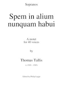 Partition Soprano partbook, Spem en alium nunquam habui, Sing and glorify heaven’s high majesty