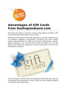 Advantages of Gift Cards from Goshopandsave.com