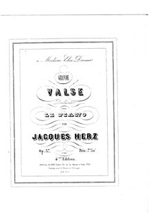 Partition complète, Grande Valse Brilliante, Op.37, Herz, Jacques