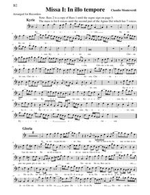 Partition basse 2 enregistrement , Missa da Capella a sei voci fatta sopra il motetto en illo tempore del Gomberti
