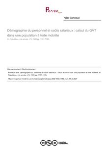 Démographie du personnel et coûts salariaux : calcul du GVT dans une population à forte mobilité - article ; n°6 ; vol.44, pg 1101-1120