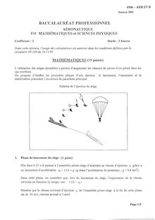 Bacpro aeronautique mathematique et sciences physiques 2005