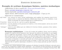 Exercices Alternatifs Exemples de syst`emes dynamiques linéaires ...