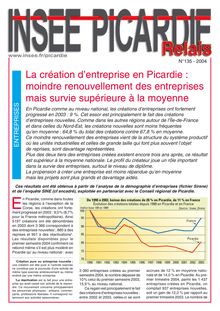 La création d entreprise en Picardie : moindre renouvellement des entreprises mais survie supérieure à la moyenne