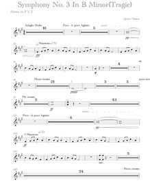 Partition cornes 1/3 (F), Symphony No.3,  Tragic , B minor, Mason, Quinn