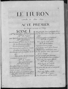 Partition , Act , Scenes 1 et 2, Le Huron, Grétry, André Ernest Modeste