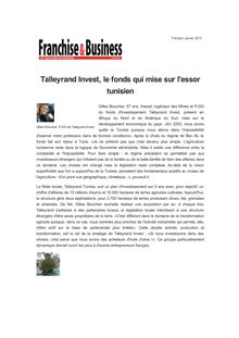 Talleyrand Invest, le fonds qui mise sur l essor tunisien