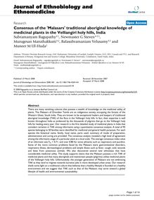 Consensus of the  Malasars  traditional aboriginal knowledge of medicinal plants in the Velliangiri holy hills, India