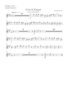 Partition trompette 1 (B♭), Il Trovatore, Verdi, Giuseppe