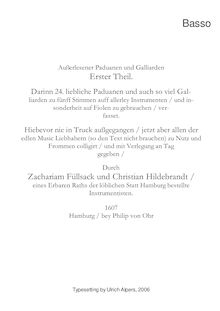Partition Basso, Ausserlesener Paduanen und Galliarden, Erster Theil