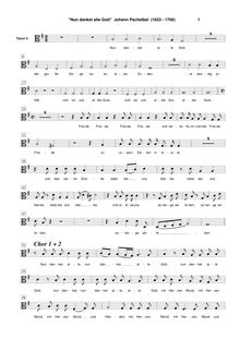 Partition chœur 2: ténor 2 , partie [C3 clef], Nun danket alle Gott