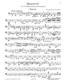 Partition violoncelle, corde quatuor No.1, Op.117, String Quartet No.1 in D Minor, Op.117
