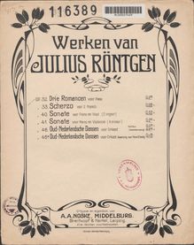 Partition complète, 3 Romances pour Piano, Röntgen, Julius