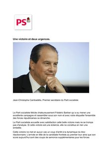 Victoire du Parti socialiste dans le Doubs - Réaction du Premier secrétaire du parti, Jean-Christophe Cambadélis