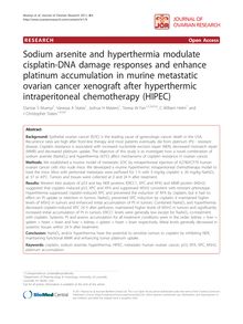 Sodium arsenite and hyperthermia modulate cisplatin-DNA damage responses and enhance platinum accumulation in murine metastatic ovarian cancer xenograft after hyperthermic intraperitoneal chemotherapy (HIPEC)