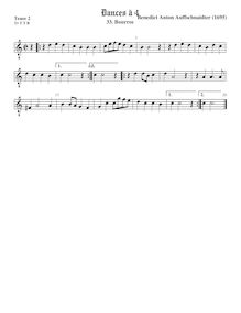 Partition ténor viole de gambe 2, octave aigu clef, Bourrree, Aufschnaiter, Benedikt Anton