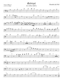 Partition viole de basse 1, basse clef, Madrigali di Rinaldo del Melle, gentilhumo fiamengo, a sei voci : Novamente composti & dati im luce par Rinaldo del Mel
