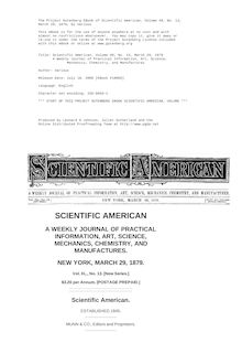 Scientific American, Volume 40, No. 13, March 29, 1879 - A Weekly Journal of Practical Information, Art, Science, - Mechanics, Chemistry, and Manufactures