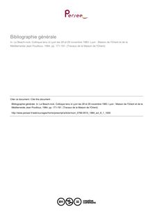 Bibliographie générale  ; n°1 ; vol.8, pg 171-191