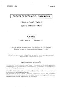 Chimie 2004 Ennoblissement BTS Productique - textile