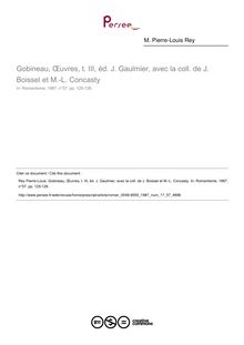 Gobineau, Œuvres, t. III, éd. J. Gaulmier, avec la coll. de J. Boissel et M.-L. Concasty  ; n°57 ; vol.17, pg 125-126