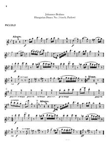 Partition Piccolo, flûte, 21 Hungarian Dances (orchestre), Brahms, Johannes