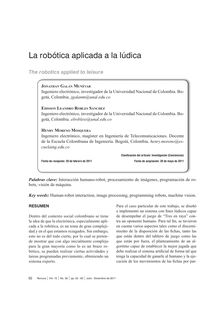 LA ROBÓTICA APLICADA A LA LÚDICA(The robotics applied to leisure)