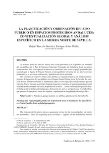 La planificación y ordenación del uso público en espacios protegidos andaluces: contextualización general y análisis específico en el Parque Natural Sierra Norte de Sevilla
