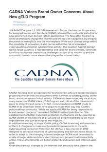 CADNA Voices Brand Owner Concerns About New gTLD Program