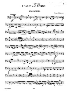 Partition de violoncelle, Adagio et rondo concertant, Piano Quartet in F major