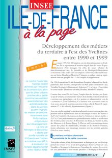 Développement des métiers du tertiaire à l est des Yvelines entre 1990 et 1999