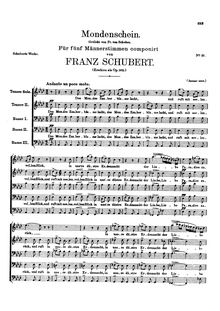 Partition Vocal Score, Mondenschein, D.875 (Op.102), Moonlight, Schubert, Franz