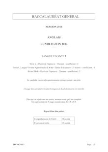 Sujet LV2 Anglais - Séries Générales - Bac 2014