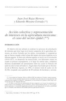 Acción colectiva y representación de intereses en la agricultura mexicana: el caso del sector ejidal