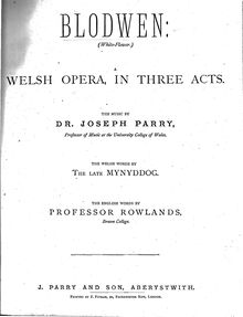 Partition complète, Blodwen, White-Flower, Parry, Joseph par Joseph Parry