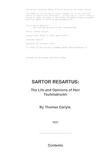 Sartor Resartus: the life and opinions of Herr Teufelsdröckh