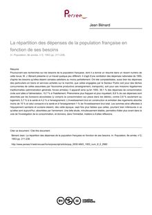 La répartition des dépenses de la population française en fonction de ses besoins - article ; n°2 ; vol.8, pg 211-238